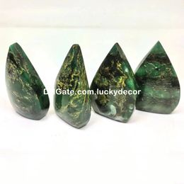 Emerald Quartz Standing Drop Teardrop Home Decor Mini Polished Verdite Gemstone Freeforms Natural African Green Jade Flame Point Rare Collectors Crystal Healing