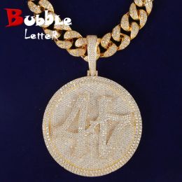 Necklaces Bubble Letter Custom Name Big Circle Pendant for Men's Gold Colour Plated Hip Hop Rock Jewellery Necklace