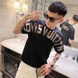 Men's shorts set Europe station sequin casual short sleeve summer ultra fire short T Korean version spirit boy two-piece set