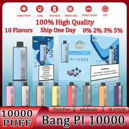 Original BANG PI10000 Puff Bnag 10000 10k Puff Disposable Electronic Cigarette Hit Bar 10k Vape Pen 15ml 850mah Rechargeable Mesh Coil 10 Flavours 0% 2% 3% 5% Bang vape 10000