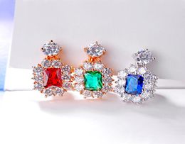 Non Piercing Earring Clip Jewelery for Women Fashion Luxurious Cubic Zirconia Square Earings Bijoux with Nonslip Stopper2149368