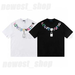 mens plus size t-shirt luxury tshirt cotton t shirts casual designer classic letter black white geometry chain necklace lock womens cotton high tee tops S M L XL