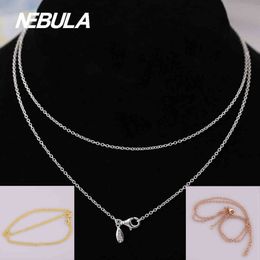 Authentic 925 Sterling Silver 50cm 70cm 90cm Necklace Chain Fit European Necklace Jewellery Rose Gold-color 210323215G