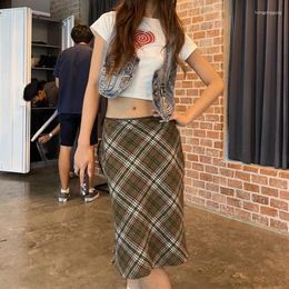 Skirts Elegant Dresses For Women 2024 Spring And Summer Street Fashion Plaid High Waist Long Style Casual