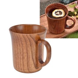 Mugs 280ml Wooden Mug Cup With Handle Jujube Wood For Office Tea Coffee Water Wine Whisky