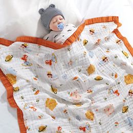 Blankets Baby 6 Layers Cotton Gauze Breathable Infant Wrap Soft Absorbent Born Swaddle Cartoon Bath Towel