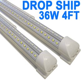 36W 3600LM T8 Integrated Tube Lights, 4FT LED Shop Light Fixture, V Shape 270 Degree Lighting Warehouse, Upgraded Lights Plug and Play,6500K High Output crestech