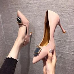Dress Shoes Autumn Classic Women's High Heels -selling Fashion Stiletto Simple Solid Colour Metal Decoration Versatile