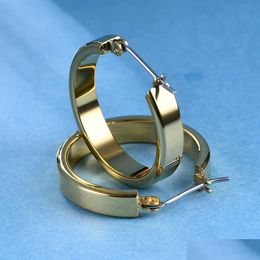 Hoop & Huggie Wholesaling New Fashion Womens Titanium Stainless Steel Small Hoop Earrings Hie Simple Design Ear Clips Jewelry Earring Dheoh