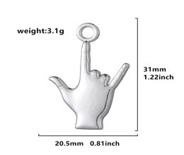 2021 Silver Plated human Hand Gesture Sign Language I Love You Charms Christmas Valentine039s Day present4969942