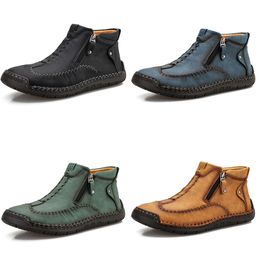 GAI GAI New Martin Boots High-top Leather Casual Shoes Yellow Blue Green Brown Black Men's Slip-on Plus Size Sports Sneakers Autumn Warmth GAI
