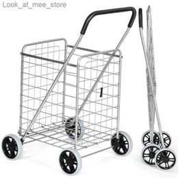 Shopping Carts Gymax store laundry room travel folding shopping cart multifunctional handcart portable silver Q240227