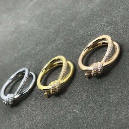 Heart Gold Designer Rings for Women Luxury Jewellery t Family Ring Twist Rope New Product with Diamond Fashion Design Advanced Pe