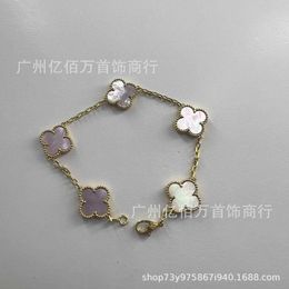 Designer Jewellery Luxury Bracelet Link Chain Vanca Four-leaf Clover Five Flower v Golden Lucky Grass White Fritillaria Diamonds Diamonds Classic Female K4F1