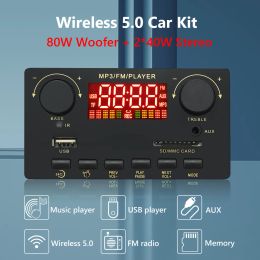 Player 2X40W 80W Amplifier Bluetooth 5.0 MP3 Player WAV Decoder Board 12V Car FM Radio Module Support TF USB AUX Handsfree Call Record