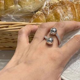 Cluster Rings Arrival 925 Sterling Silver Bead Ring For Women Girl Gift Woven Chain Hiphop Adjustable Trend Jewellery Drop