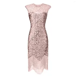 Casual Dresses Women's Vintage Dress Sexy Sleeveless 1920s Sequin Beaded Tassels Party Night Flapper Gown