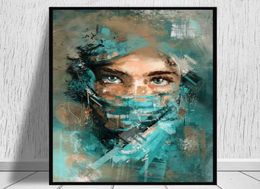 Paintings Abstract Woman Portrait With Green Veil Canvas Painting Poster And Prints Watercolor Wall Art Pictures Living Room Home 8688770