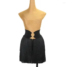 Stage Wear Latin Dance Half Skirt Customised Women's Sexy Hollow Out Black Tassel Short Adult Rumba Tango Professional