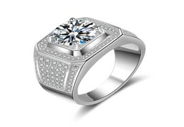 Jewellery Cubic Zirconia Pinky Ring Pave 5 Row CZ Wide Band Solitaire Mens Engagement Ring Silver Plated Brass9860334