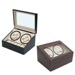 PU Leather Automatic 4 6 Watch Winder Rotator Storage Case Display Box Organiser Silent Operation Automatic Rotation All Aspects2286