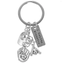 Keychains Athlete Gift Softball Key Chain Baseball Cap Bat Pendant Backpack Bag Keyrings Creative The