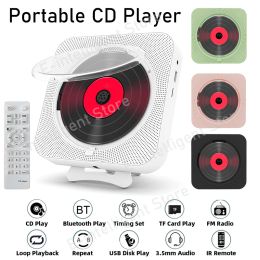 Speakers Portable CD Player Bluetooth Speaker Stereo FM Radio CD Players LED Screen Wall Mounted Music Player With 3.5mm Headphones Jack