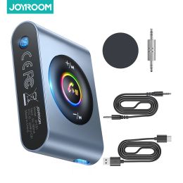 Players Joyroom Adaptador Bluetooth 5.3 Car Adapter Wireless Magnetic Audio Receiver Handfree MP3 Player LED 3.5mm AUX Radio Modulator