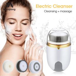 Scrubbers Electric Facial Cleaning Brush Pore Clean Exfoliator Facial Cleanser Face Skin Deep Skin Cleaning With 3 Cleaning Brush Head