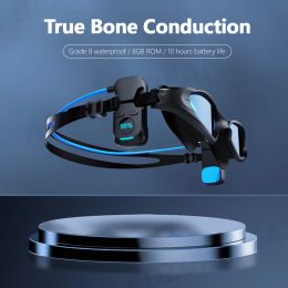 Players Bone Conduction Headphones IPX8 Waterproof for Sport Swimming Builtin 8GB Card MP3 Player Bluetooth Earphones for Smartphone