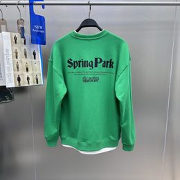 Spring Park Men's Spring and Autumn Round Neck Sweater Fashion Green Print Men's Sweater Pullover Couple Sweater S--2XL