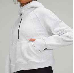 ilululemens-05 womens jackets hoodys Plus Velvet Autumn and winter yoga hoodie Scuba Thickening sports half zipper terry designer sweater loose short cloth