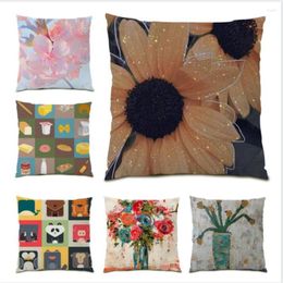 Pillow Cover 45x45 Square Living Room Decoration Bed Throw Covers Velvet Flowers Oil Painting Gift Sofa Branch E0153