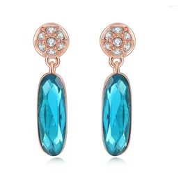 Dangle Earrings 2024 OL Style Blue Crystal For Women Rose Gold Colour Statement Jewellery Earring Gift Wholesale DWE748