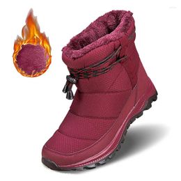 Boots 2024 Women Ankle Warm Snow Fur Winter Shoes For Waterproof Padded Footwea Size42