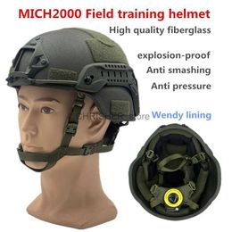 Tactical Helmets MICH Tactical Anti riot and Anti Impact Helmet High Quality Fiberglass Army Outdoor Training Helmet Protector Wendy LiningL2402