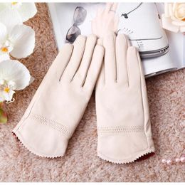 women's genuine leather gloves red sheepskin gloves autumn and winter fashion female windproof208x