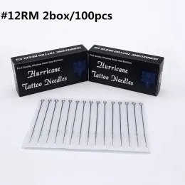 Needles #12RM 0.35mm Tattoo Needles 100pcs Professional Hurricane Tattoo Needles Disposable Sterile Round Magnum Needles For Artists