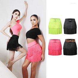 Stage Wear Skirt Cha Samba Rumba Dance Costume Sexy Latin Women Double Tassels Adult Practice Clothes Fringe