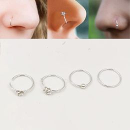 Jewelry 16pcs/pack 925 Sterling Silver Nose Ring 22G Huggie nose Hoop piercing jewelry