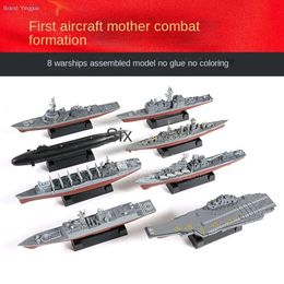 Model Set 8 Pcs Ships World Of Assembled Liaoning Aircraft Carrier Nuclear Submarine Simulation Military Toy Warship Ornaments