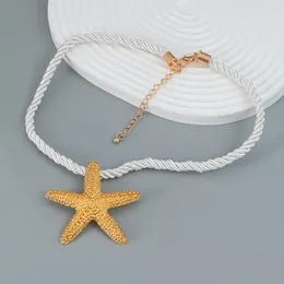 Pendant Necklaces 2024 Trendy Summer Necklace Vintage Gold Colour Starfish For Women Holiday Party Gifts Jewellery Accessories