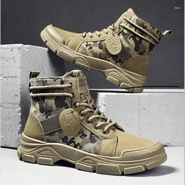 Boots Camouflage Shoes For Men Fashion Lace Up Outdoor Male Booties 2024 Ankle Spring Chunky Desert Military