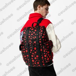 ChristopherS X Yayoi Kusama Backpack YK PAINTED DOTS Transparent Checkerboard Men Designer Large Capacity Handbags Travel Bag Leat289y