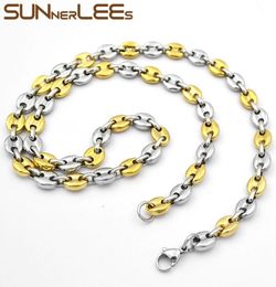 Fashion Jewellery Silver Gold Colour 5mm 7mm 9mm 11mm Stainless Steel Necklace Mens Womens Coffee Beans Link Chain SC13 N1027238