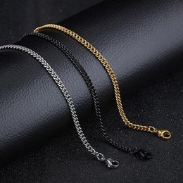 Fashion Classic Basic Punk Stainless Steel Necklace for Men Women Link Chain Chokers Vintage Black Gold Tone Solid Metal 20211774