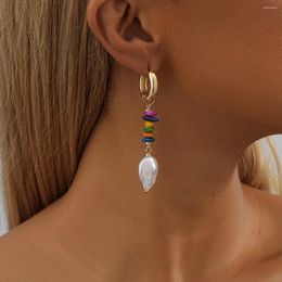 Dangle Earrings Irregular Colored Natural Stone Imitation Pearl Pendant For Women Niche Design Versatile Ladies Birthday Gift Jewelry