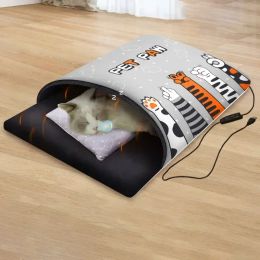 Mats Heating Cat Bed Blanket Pet Electric Bed Mat Winter Warm Pad 3 Gears Timer House Washable Flannel Puppy Dog Bed Cat Accessories