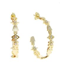 Hoop Earrings 2022 Arrived Fashion Women Lady Jewellery Multi Shaped Cute Lucky Charm Symbol Hand Eye Star Flower Round Circle Earri5390157