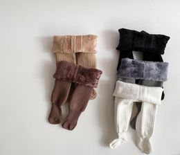 Leggings Tights 2021 Solid Colour Baby Girl Warm Pantyhose Winter Children Socking Plus Velvet Thick Girls Cotton Kids Pants Sock1974758